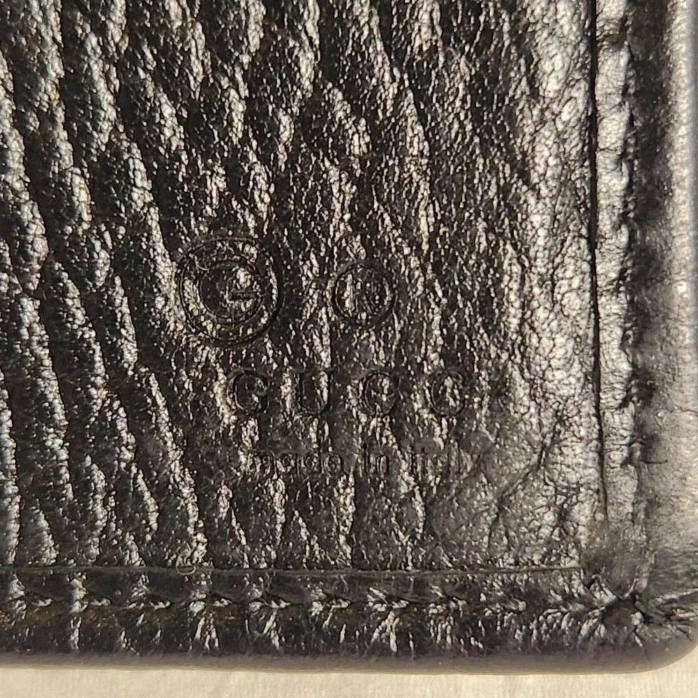 Gucci Canvas Black Men's Web Tab GG Guccissima Bifold Wallet